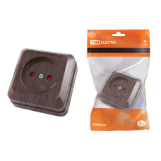 Розетка TDM открытой установки, с з/ш, 2П IP20 10А, бук"Ладога" /мин.пар.2шт