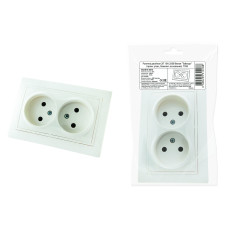 Розетка TDM двойная 2П 10А 250В, белая "Таймыр" (пром. упак., бакелит. основание) /мин.пар.2шт