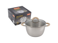 Кастрюля Fortuna, объем 4,5 л, из нерж стали с крышкой, матовый корпус, ручки с силиконом Mallony