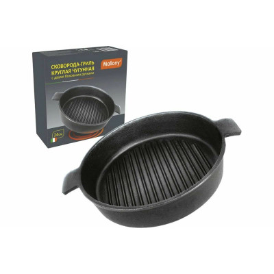 Сковорода-гриль круглая чугунная CH24, диа 24 см (2 боковые ручки)