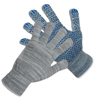 Перчатки Х/Б из 4-х нитей 10 кл вязки серые (БЕЗ МАРКИРОВКИ) 10/500