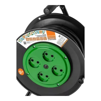 Удлинитель на катушке силовой народный 4 гнезда ПВС 1300 Вт б/з, 50м TDM /1