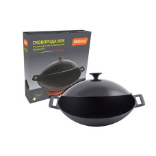 Сковорода ВОК W-31L, 3,3 л, чугунная, диаметр - 31 см, металлическая крышка Mallony 1/4 Сковорода ВОК W-31L, 3,3 л, чугунная, диаметр - 31 см, металлическая крышка Mallony 1/4