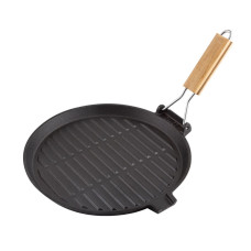 Сковорода-гриль чугунная с деревянной складной ручкой, круглая, PADELLA, диаметр 26 см Mallony 1/27