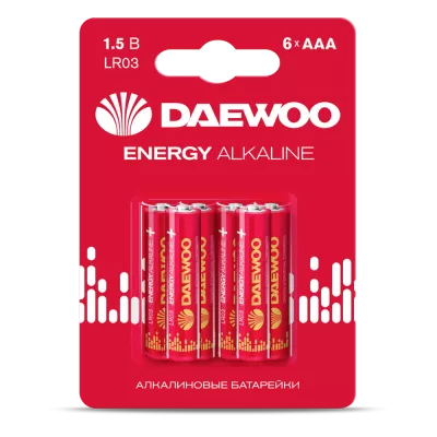 Батарейка DAEWOO LR03 BL-6 ENERGY Alkaline 6/96