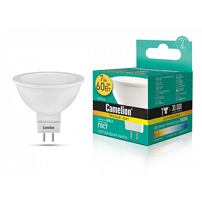Camelion Лампа светодиодная LED7-JCDR/830/GU5.3 (7Вт 220В) - ЭКО 10/100