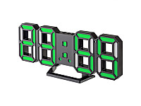 Perfeo LED часы-будильник "LUMINOUS 2", черный корпус / зелёная подсветка (PF-6111)
