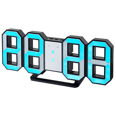 Perfeo LED часы-будильник "LUMINOUS", черный корпус / синяя подсветка (PF-663)