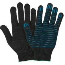 Перчатки Х/Б с ПВХ покрытием 5-нитка 10 кл вязки (Лайт) черные (б/м) БЕЗ МАРКИРОВКИ