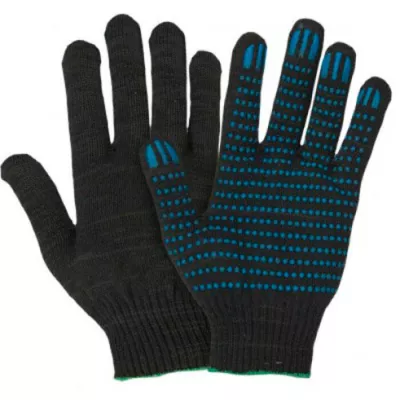 Перчатки Х/Б с ПВХ покрытием 5-нитка 10 кл вязки (Лайт) черные (б/м) БЕЗ МАРКИРОВКИ Перчатки Х/Б с ПВХ покрытием 5-нитка 10 кл вязки (Лайт) черные (б/м) БЕЗ МАРКИРОВКИ