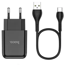 Сетевое зарядное устройство hoco N2 USB черный с кабелем Type-C 1/13/130 Сетевое зарядное устройство hoco N2 USB черный с кабелем Type-C 1/13/130