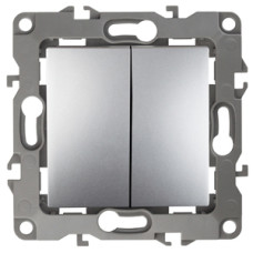 Выключатель двойной, 10АХ-250В, Эра12, 12-1104-03 ЭРА алюминий 10/100