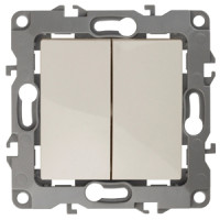 Переключатель двойной, 10АХ-250В, Эра12, 12-1106-02 ЭРА слоновая кость 10/100