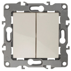 Переключатель двойной, 10АХ-250В, Эра12, 12-1106-02 ЭРА слоновая кость 10/100