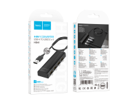 Конвертер HB41   4-в-1 (USB - USB2.0*4)(L=1.2M)  черный hoco
