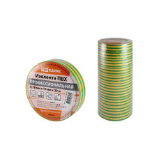 Изолента TDM ПВХ 0,18*19мм, 20м, желто-зеленая, профессиональная /мин.пар.3шт