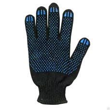 Перчатки Х/Б с ПВХ покрытием из 4-х нитей 10 кл вязки (Лайт черные) 10/250 БЕЗ МАРКИРОВКИ