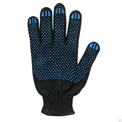 Перчатки Х/Б с ПВХ покрытием из 4-х нитей 10 кл вязки (Лайт черные) 10/250 БЕЗ МАРКИРОВКИ