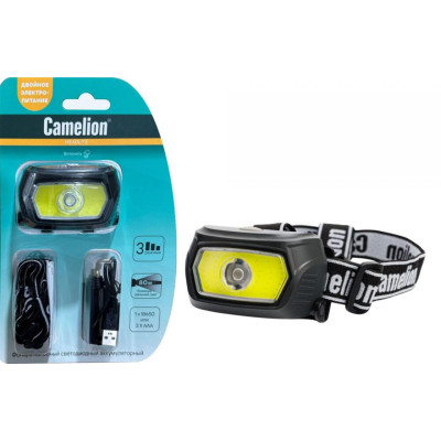 Фонарь Camelion LED 53413 налобн аккум 3,7В, карбон, COB+LED, 3 Вт, 3 реж, 3 x AAA, Type-C Фонарь Camelion LED 53413 налобн аккум 3,7В, карбон, COB+LED, 3 Вт, 3 реж, 3 x AAA, Type-C
