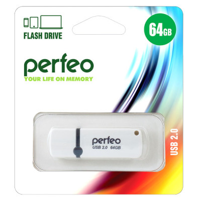 Perfeo USB флэш-диск 64GB C07 White 10/100