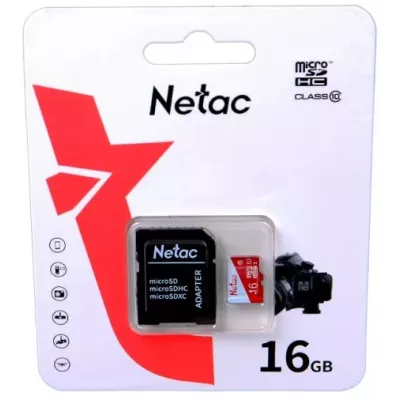 Карта памяти Micro SDHC 16GB Netac P500 ECO с адаптером