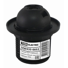 Патрон Е27 с кольцом, термостойкий пластик, черный, TDM 10 /мин.пар.10шт Патрон Е27 с кольцом, термостойкий пластик, черный, TDM 10 /мин.пар.10шт