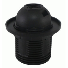 Патрон Е27 с кольцом, термостойкий пластик, черный, БЕЗ НАКЛЕЙКИ TDM 10 /мин.пар.10шт