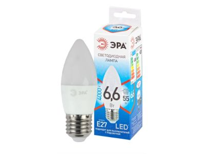 ЭРА Лампа светодиодная LED B35-6,6W-840-E27 ЭРА QX