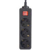 Удлинитель Perfeo с кнопкой "POWERMATE", 1,8м, 3 розетки, черный (PF-PM-3/1,8-B) /30