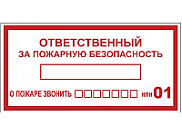 Наклейка EKF PROxima "Ответственный за пожарную безопасность" 100*200мм 10/200