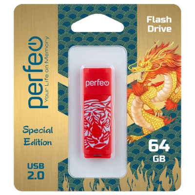 Perfeo USB флэш-диск 64GB C04 Red Tiger/10