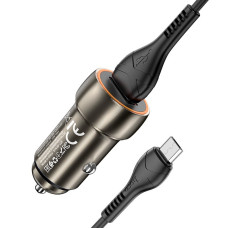 Автомобильное зарядное устройство hoco Z46 QC3.0 18W с кабелем Micro, металлический серый 1/13/130