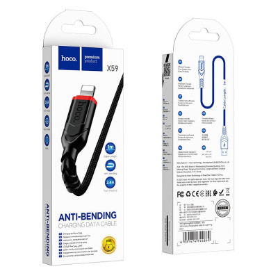 Кабель X59 Lightning-USB 2,4А черный, 1 метр hoco 2/33/330