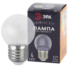 ЭРА Лампа светодиодная STD ERAW45 -E27 1Вт шар прозрачный 1/100