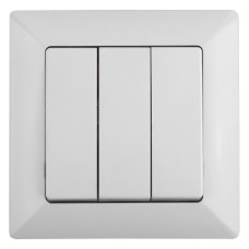 Выключатель трехклавишный 10А-250В, 4-106-01 Intro СУ, Solo, белый 10/200