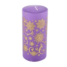 Свеча Deco Christmas "Зимние узоры" 120 мм Ø 56 мм (золото на сиреневом) 1/12