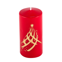 Свеча Deco Christmas "Eлка" 120 мм Ø 56 мм (золото на красном)1/12 Свеча Deco Christmas "Eлка" 120 мм Ø 56 мм (золото на красном)1/12