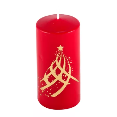 Свеча Deco Christmas "Eлка" 120 мм Ø 56 мм (золото на красном)1/12