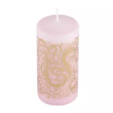 Свеча Deco Christmas "Вензеля" 120 мм Ø 56 мм (золото на розовом) 1/12 Свеча Deco Christmas "Вензеля" 120 мм Ø 56 мм (золото на розовом) 1/12