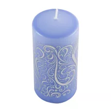 Свеча Deco Christmas "Зимние узоры" 120 мм Ø 56 мм (золото на  голубом) 1/12