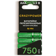 Аккумулятор CRAZYPOWER AAA 750мАч 4BL 4/48 Аккумулятор CRAZYPOWER AAA 750мАч 4BL 4/48