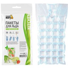 Пакеты для льда "РЫЖИЙ КОТ", с гидроклапаном, 7*28 шт,196 кубиков, ПВД, 25мкм 5/50