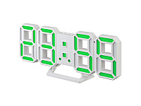 Perfeo LED часы-будильник "LUMINOUS 2", белый корпус / зелёная подсветка