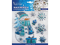 Наклейка интерьерная новогодняя  Снеговик  REX3402V, размер: 18*18 см