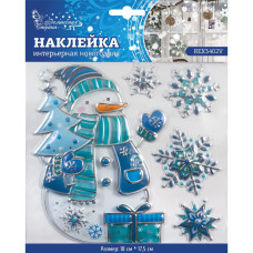 Наклейка интерьерная новогодняя  Снеговик  REX3402V, размер: 18*18 см