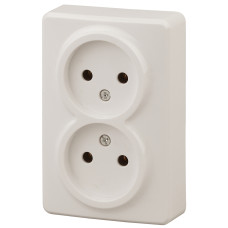 Розетка 2х2P, 16A-250В, IP20, ОУ, Эра Эксперт, 11-2202-02 ЭРА сл.кость 18/180