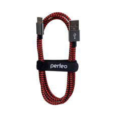 Кабель Type-C - USB черно-красный 1м PERFEO Кабель Type-C - USB черно-красный 1м PERFEO