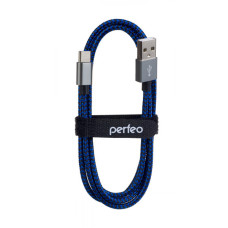 Кабель Type-C - USB черно-синий 1м PERFEO Кабель Type-C - USB черно-синий 1м PERFEO