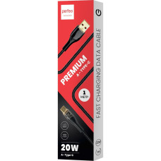 Кабель Type-C - USB черный 1м 20W PEMIUM PERFEO Кабель Type-C - USB черный 1м 20W PEMIUM PERFEO