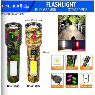 Фонарь ручной аккум. PLD-652С TG+COB, type-c, ZOOM комуфляж Фонарь ручной аккум. PLD-652С TG+COB, type-c, ZOOM комуфляж